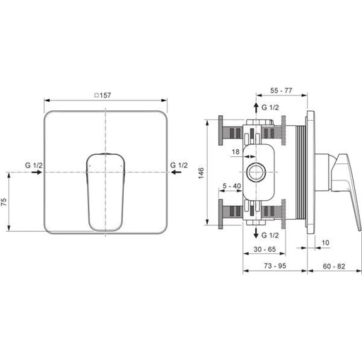 Ideal Standard - IS UP-Brausearmatur Ceraplan 163x71x185mm Chrom
