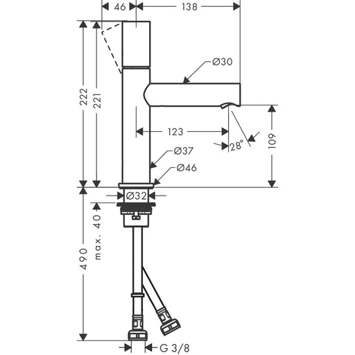 Hansgrohe - Waschtischmischer 110 AXOR Uno Zerogriff ohne Ablaufgarnitur chrom