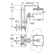 Grohe - Duschsystem TEMPESTA C 250 Cube 26689 mit THM Brausearm 390mm chrom