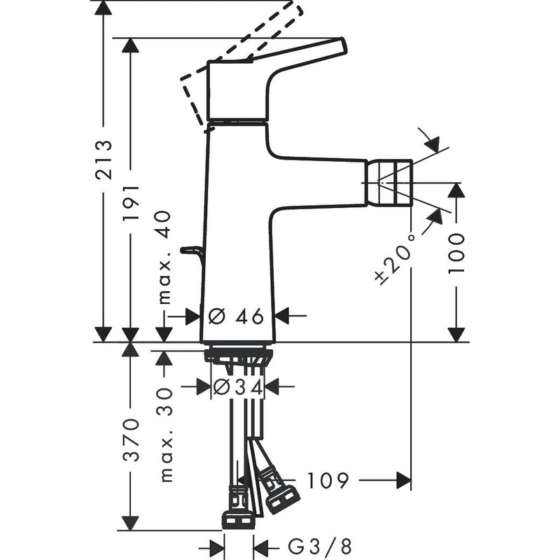 Hansgrohe - Bidetmischer 100 Talis S mit Ablauf, chrom
