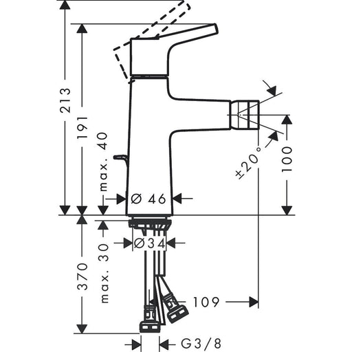 Hansgrohe - Bidetmischer 100 Talis S mit Ablauf, chrom