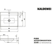 Franz Kaldewei - Aufsatzwaschtisch PURO Mod.3155, 900x460, alpinweiß,PEFF,AD,m. 1HL