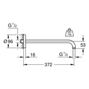 Grohe - Brausearm RAINSHOWER MODERN 28982 Ausladung 378 mm chrom
