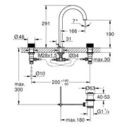 Grohe - 3-L-WT-Batterie Atrio Private C. 20595 Knopfbetätigung hard graphite geb