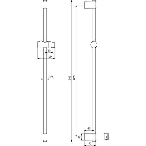 Ideal Standard - Brausestange 900mm IDEALRAIN B9429 chrom