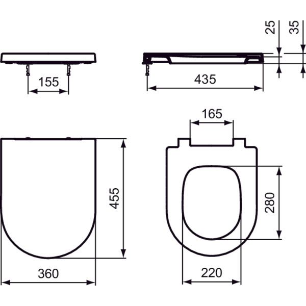 Ideal Standard - WC-Sitz BLEND Round, Softclosing, 360x455x35mm, Weiß