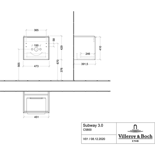 VILLEROY & BOCH - WTU 473x432x391 mm 1 Auszüge Brilliant White