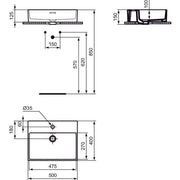 Ideal Standard - Aufsatzwaschtisch EXTRA, 1 Hl., o.Ül., 500x400x125mm, Weiß