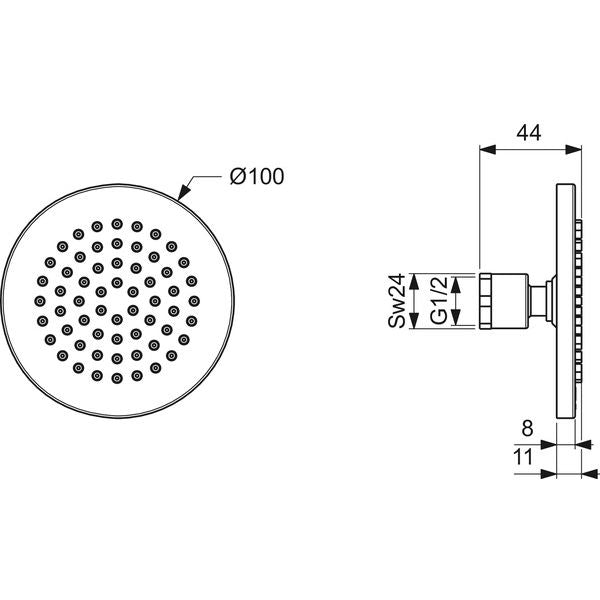 Ideal Standard - Regenbrause 100mm IDEALRAIN B9435 chrom