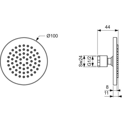 Ideal Standard - Regenbrause 100mm IDEALRAIN B9435 chrom