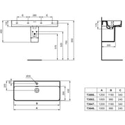 Ideal Standard - Waschtisch STRADA II, 1 Hl., m.Ül., geschliffen, 1200x430x170mm, Weiß