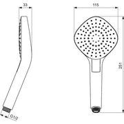 Ideal Standard - 3-Funktionshandbrause IDEALRAIN EVO, Diamond, d:115mm, Chrom