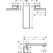 Hansgrohe - 3-Loch Waschtischarmatur AXOR Edge F-Set Wandmontage Diamantschliff chrom