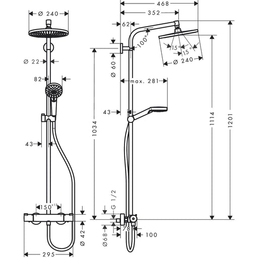 Hansgrohe - Showerpipe CROMETTA S 240 EcoSmart chrom