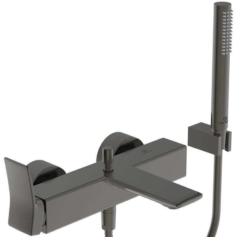 Ideal Standard - Badearmatur AP CONCA, m.Stab-HB, Brauseschlauch u.Wandhalter,MagneticGrey