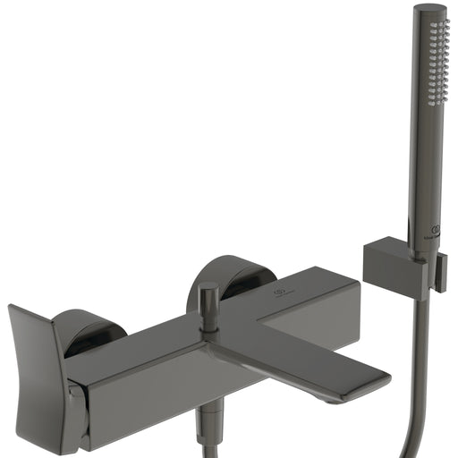 Ideal Standard - Badearmatur AP CONCA, m.Stab-HB, Brauseschlauch u.Wandhalter,MagneticGrey