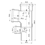Wavin - Duschdoppelabzweig AS+ DN 90x90x50 87 Grad