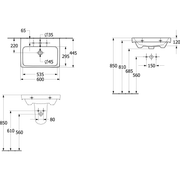 VILLEROY & BOCH - Waschbecken Architectura 600x445mm Rechteck mit Überlauf Weiß Alpin