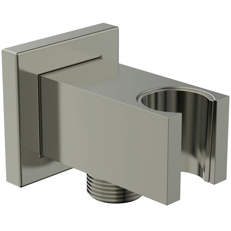 Ideal Standard - Wandhalter IDEALRAIN, eckige Rosette, f.HB u.Brauseschlauch G1/2, Silver Storm