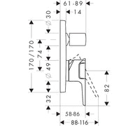 Hansgrohe - Wannenmischer UP AXOR Citterio E Fertigset m.Sicherungskombination chrom
