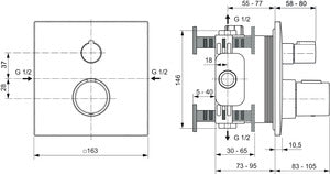 Ideal Standard - Einzelthermostat UP CERATHERM C100, BS2, Rosette 163x163mm, Chrom