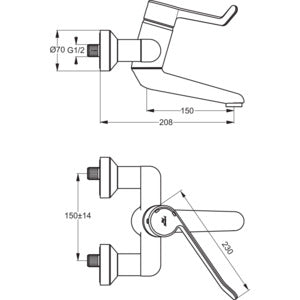 Ideal Standard - WT-Wand Sicherheitsarmatur CERAPLUS B8315A chrom