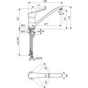 Ideal Standard - Küchenarmatur CERAFORM, ND, Ausld. 227mm, Chrom