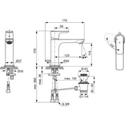 Ideal Standard - WT-Armatur CONNECT AIR, Grande Slim, m.Ablgarn., BlueStart, Blizzard silver