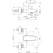 Ideal Standard - Badearmatur AP CERAPLAN III Ausladung 164-169mm, Chrom