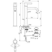 Ideal Standard - Waschtischarmatur JOY, m.verl.Sockel, m.Ablgarn., Ausld.170mm, Magnetic grey