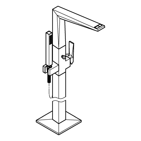 Grohe - Wannenbatt. Allure Bril. PC 24422 Bodenmontage Griff Rändelstruktur chrom