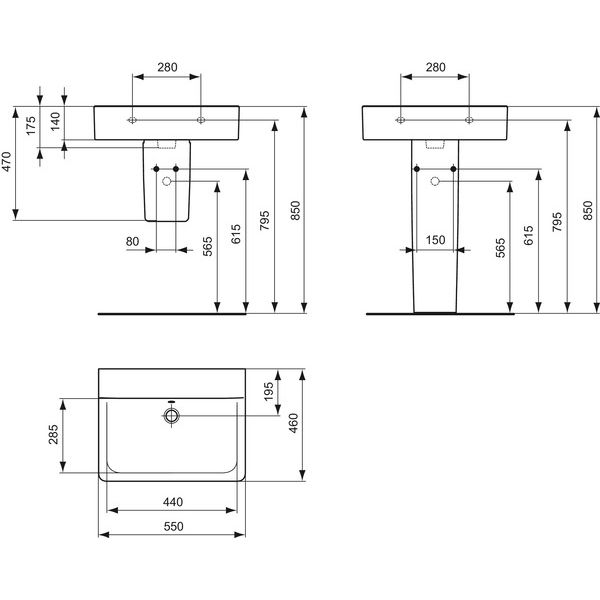 Ideal Standard - Waschtisch CONNECT 550x460mm E8111 weiß