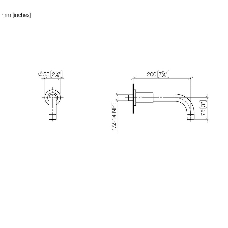 Dornbracht - Wanneneinlauf TARA 13801892 Ausladung 200mm schwarz matt