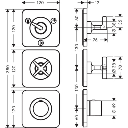 Hansgrohe - Thermostatmodul Unterputz Axor Citterio E Fertigset 3 Verbraucher MSW
