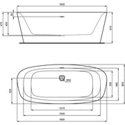 Ideal Standard - Duo-Badewanne DEA, freistehend, 1800x800x475/610mm, Schwarz Matt