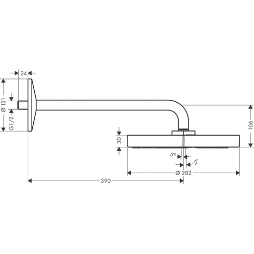 Hansgrohe - Kopfbrause AXOR One 280 1jet mit Brausearm mattschwarz