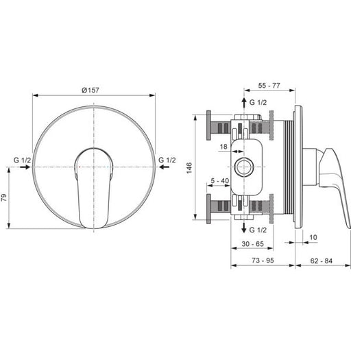 Ideal Standard - IS Brausearmatur UP Ceraflex 2027 Rosette 163x163mm Chrom