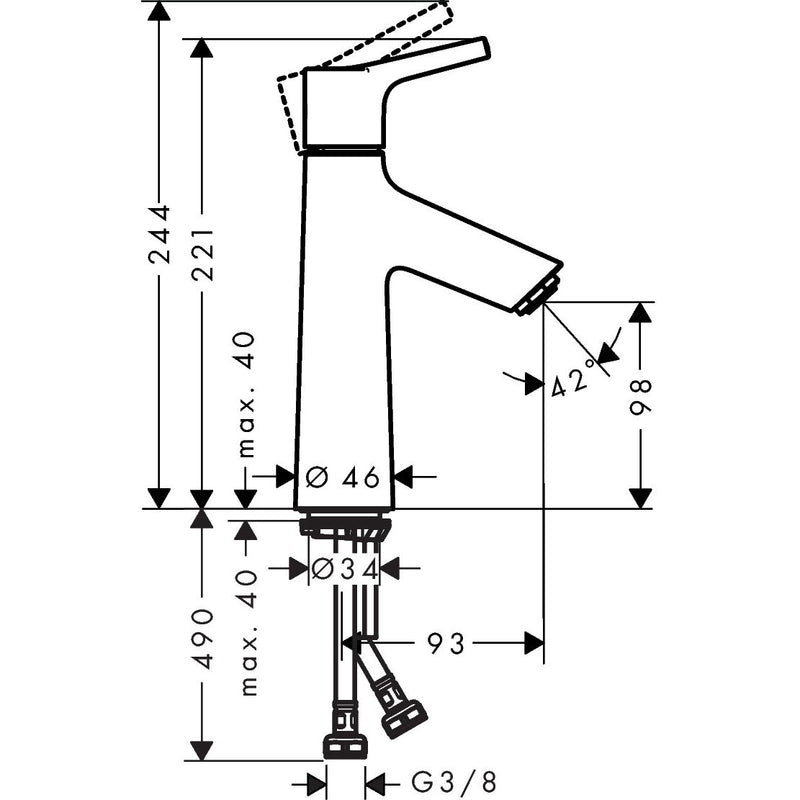 Hansgrohe - Waschtischmischer 100 Talis S ohne Ablauf, chrom