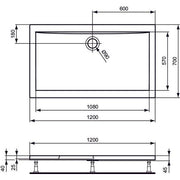 Ideal Standard - Rechteck-Brausewanne ULTRA FLAT, 1200x700x47mm, Weiß