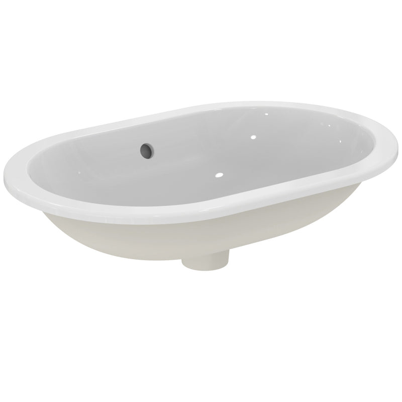 Ideal Standard - Einbauwaschtisch CONNECT, oval, o.Hl., m.Ül., 620x410x175mm, Weiß
