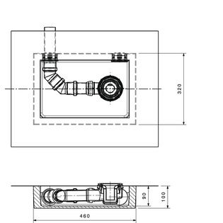 Ideal Standard - Ablaufbox groß, DN50, 460x320x100mm, rechts