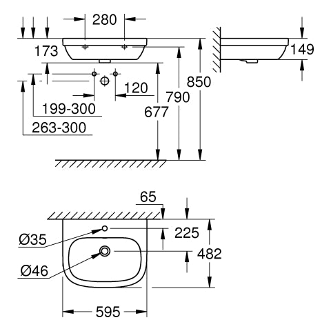 Grohe - Waschtisch EURO Keramik 39335 60cm alpinweiß