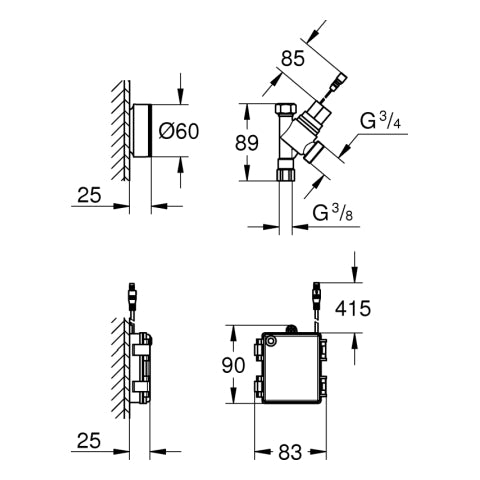 Grohe - Absperrventil SWITCH 40402 für Geschirrspüler batteriebetrieben chrom