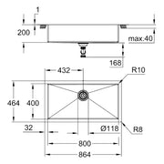 Grohe - Edelstahlspüle K700 31580_1 1 Becken 864 x 464mm