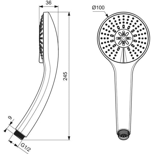 Ideal Standard - 3-Funktionshandbrause IDEALRAIN B9403 100mm chrom