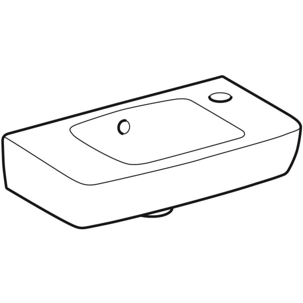 Geberit Vertriebs - RENOVA Compact HWB, verk. Ausladung Ablg., 45x25cm, Hl. re, m.Ül., weiß, NEU