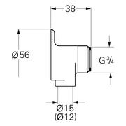 Grohe - Wandscheibe 12018 außen 3/4x15mm Luftabschluss 2 Stück chrom