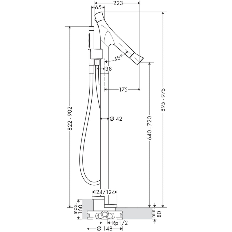 Hansgrohe - Wannenmischer AXOR Starck Organic Fertigset chrom zur Bodenmontage