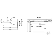 VILLEROY & BOCH - WT Finion 1000x470mm re-eckig 1HL. m. verd. ÜL. geschliffen Stone White cplus