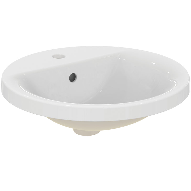 Ideal Standard - Einbauwaschtisch CONNECT, rund, 1Hl., m.Ül., 480x480x175mm, Weiß